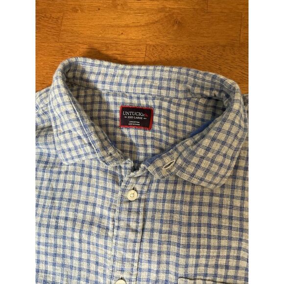 UNTUCKit Mens 3XL Shirt Pugliese Double Face Layer 100% Cotton Blue Gray Plaid - Picture 6 of 9